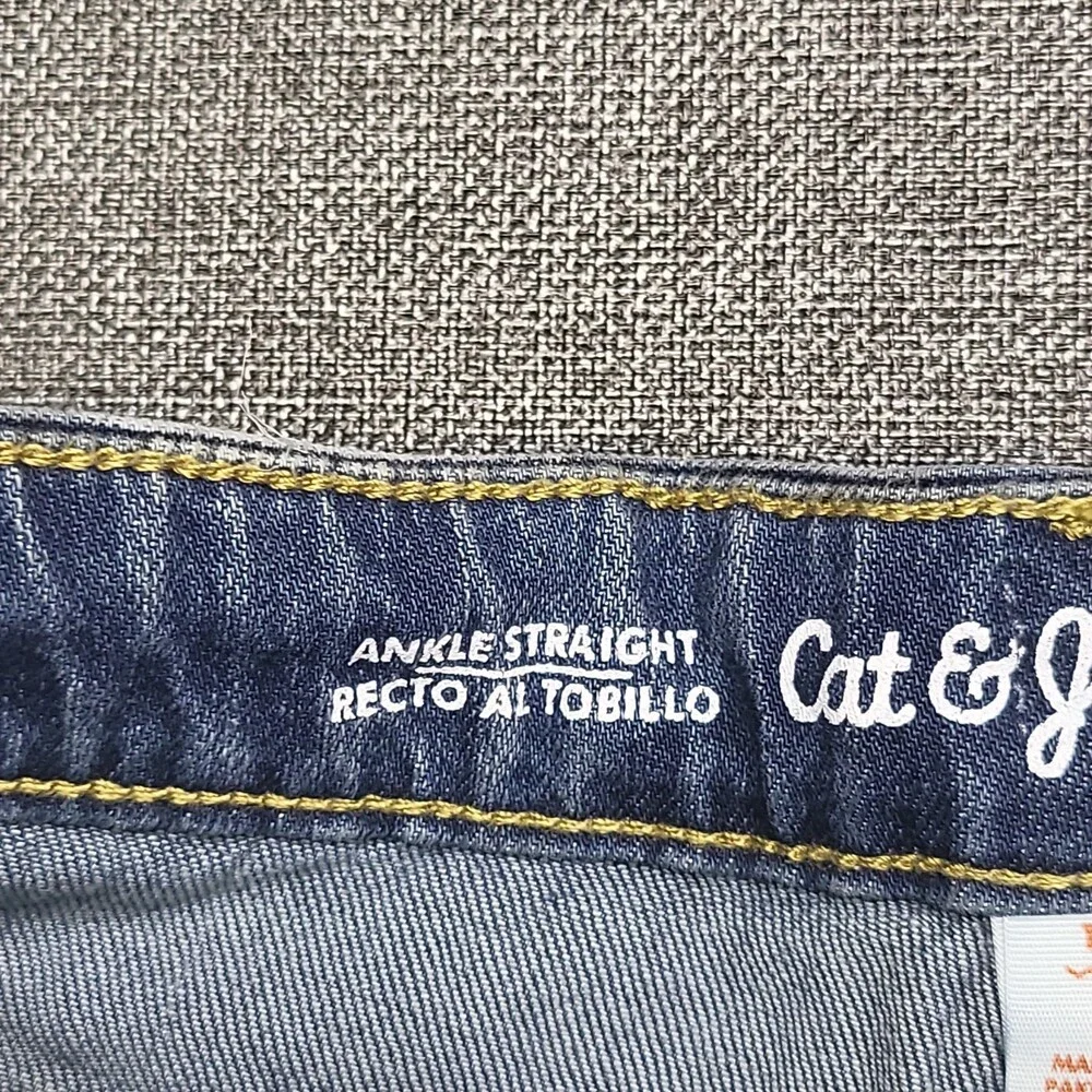 Cat & Jack Girls Ankle Straight Stretch Jeans Pockets Medium Blue Wash Size 12